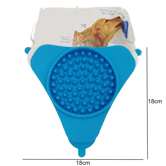 Blue Portable Fixed Suction Dog Lick Pad Cup Bowl Transfer Plate Dog Slow Feeder Silicone Pet Bath Products