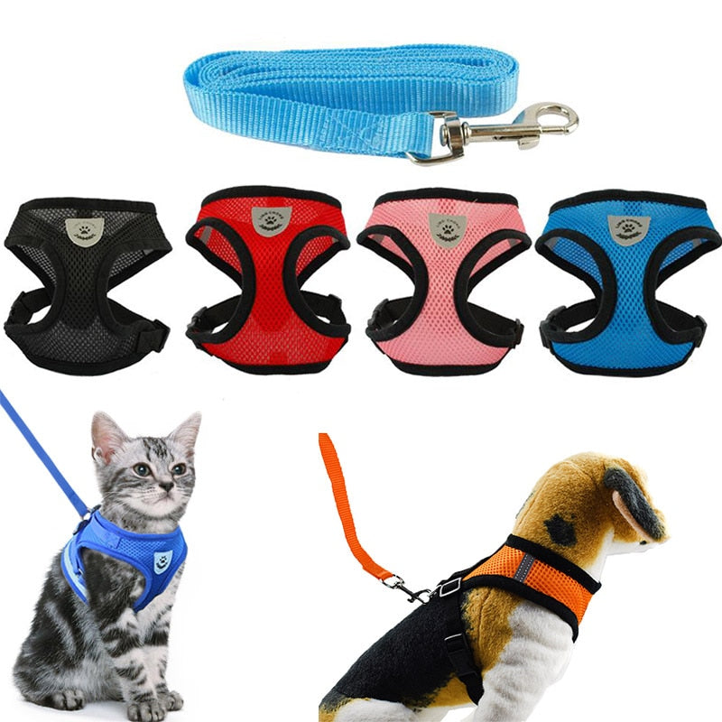 Cat Collar Mesh Cats Harness Leash Belt Collier Chat Harnais Chat kitten Collar Pet Products Reflective Adjustable Leash