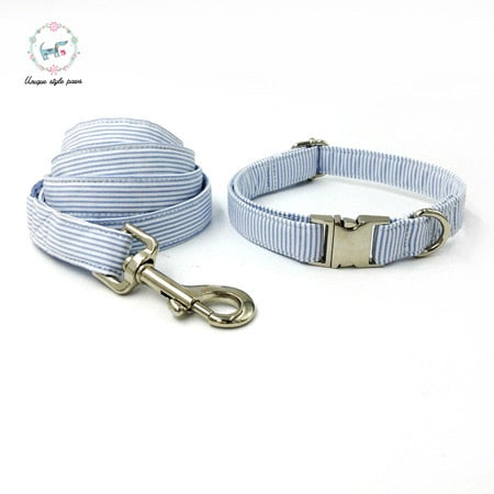 Dog Collar And Perro Leash With Bow Tie Cotton Dog &Cat Necklace For Pet Gift Products Striped