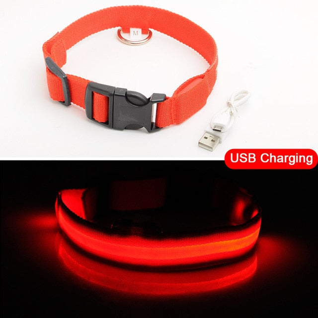 Glowing LED Dog Collar Anti-Lost Nylon Light Collar For Dogs Puppy at Night Cool Pug Dog Supplies Pet Products Accessories