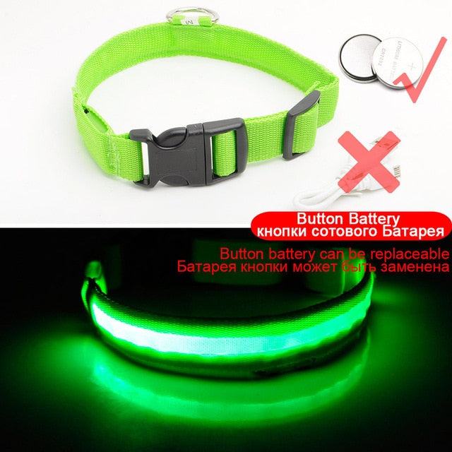 Glowing LED Dog Collar Anti-Lost Nylon Light Collar For Dogs Puppy at Night Cool Pug Dog Supplies Pet Products Accessories
