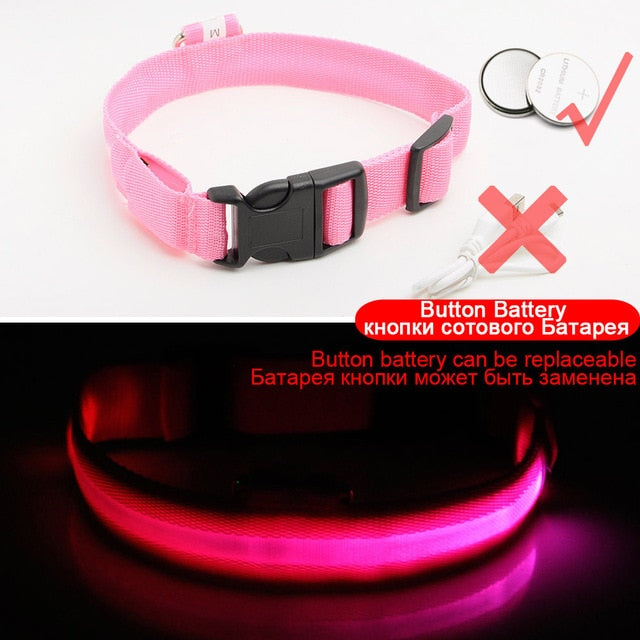 Glowing LED Dog Collar Anti-Lost Nylon Light Collar For Dogs Puppy at Night Cool Pug Dog Supplies Pet Products Accessories