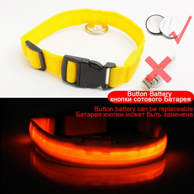 Glowing LED Dog Collar Anti-Lost Nylon Light Collar For Dogs Puppy at Night Cool Pug Dog Supplies Pet Products Accessories