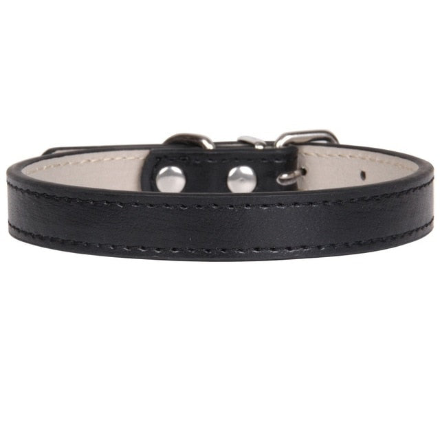 Hot!Pet Product Soft Leather Dog Collar Adjustable Puppy Cat Necklace Leash Strap for Small Medium Big Dog 16 Color Pet Supplies