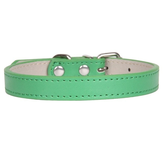 Hot!Pet Product Soft Leather Dog Collar Adjustable Puppy Cat Necklace Leash Strap for Small Medium Big Dog 16 Color Pet Supplies