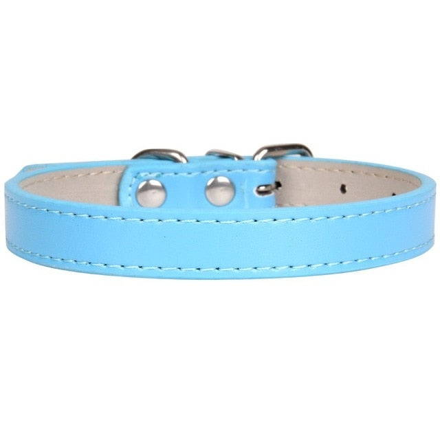 Hot!Pet Product Soft Leather Dog Collar Adjustable Puppy Cat Necklace Leash Strap for Small Medium Big Dog 16 Color Pet Supplies