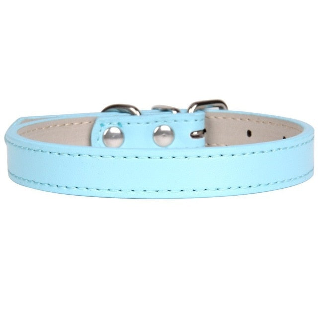 Hot!Pet Product Soft Leather Dog Collar Adjustable Puppy Cat Necklace Leash Strap for Small Medium Big Dog 16 Color Pet Supplies