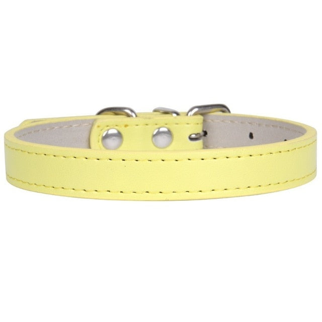 Hot!Pet Product Soft Leather Dog Collar Adjustable Puppy Cat Necklace Leash Strap for Small Medium Big Dog 16 Color Pet Supplies