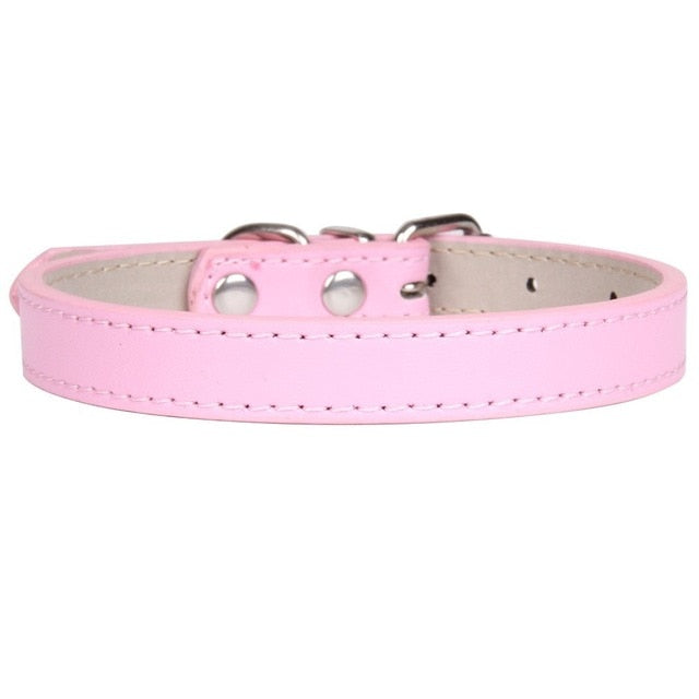 Hot!Pet Product Soft Leather Dog Collar Adjustable Puppy Cat Necklace Leash Strap for Small Medium Big Dog 16 Color Pet Supplies