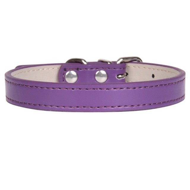 Hot!Pet Product Soft Leather Dog Collar Adjustable Puppy Cat Necklace Leash Strap for Small Medium Big Dog 16 Color Pet Supplies