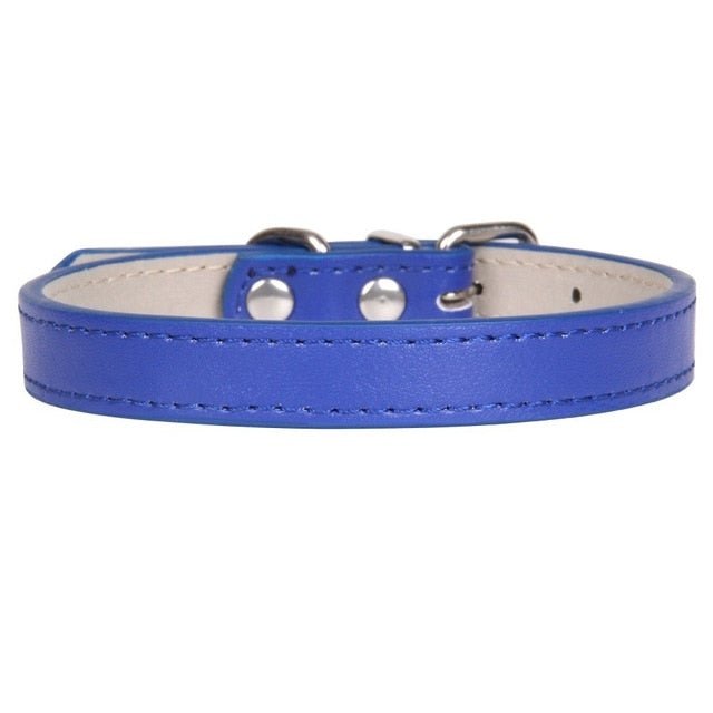 Hot!Pet Product Soft Leather Dog Collar Adjustable Puppy Cat Necklace Leash Strap for Small Medium Big Dog 16 Color Pet Supplies