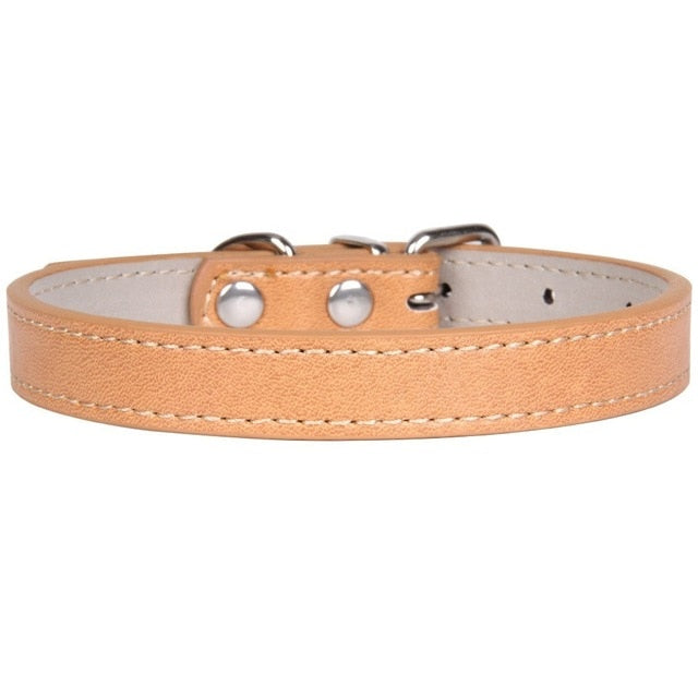 Hot!Pet Product Soft Leather Dog Collar Adjustable Puppy Cat Necklace Leash Strap for Small Medium Big Dog 16 Color Pet Supplies