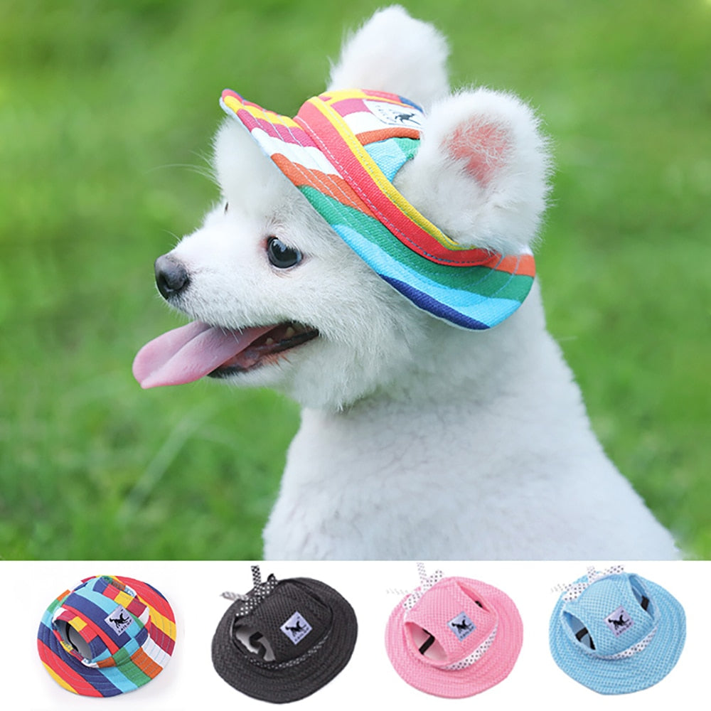 Pet Dog Cap Tailup Summer Cloth Mesh Breathable Pet Sun Hat Canvas For Small Dog Pet Products