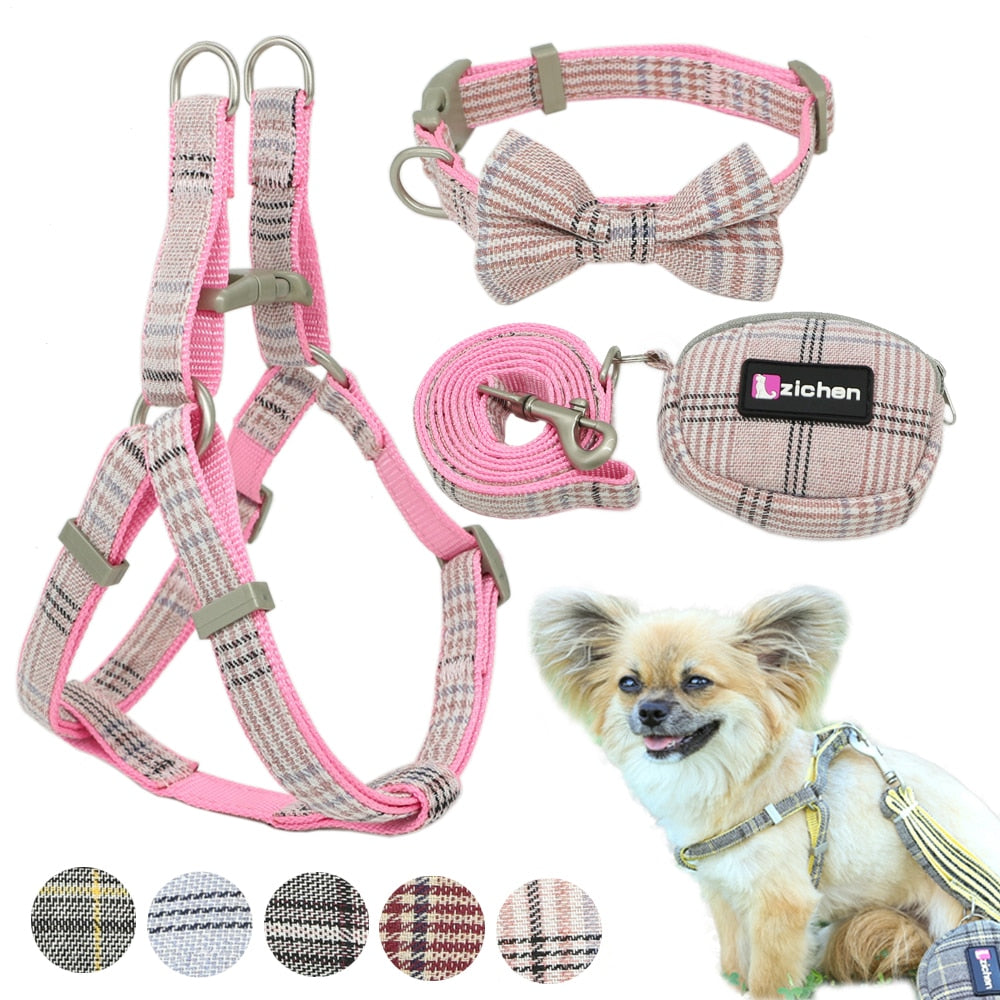 Soft Dog Harness and Leash Set Adjustable Nylon Chihuahua Dog Collar For Small Medium Dogs Pet Products Walking