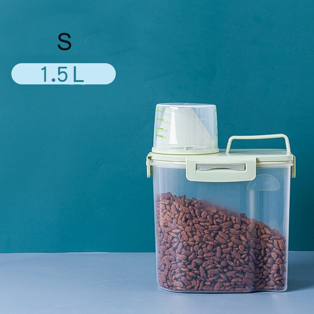 SHUANGMAO Pet Dog Food Storage Container 12.5L Dry Cat Food Box Bag for Moisture Proof Seal With Measuring Cup Kitten Products
