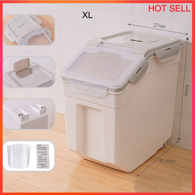 SHUANGMAO Pet Dog Food Storage Container 12.5L Dry Cat Food Box Bag for Moisture Proof Seal With Measuring Cup Kitten Products