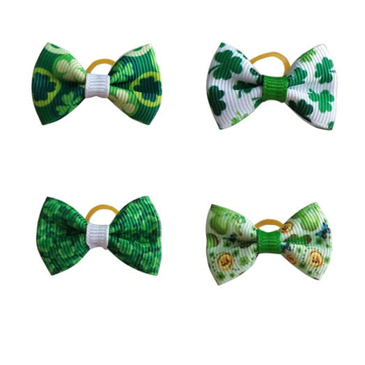 20 Pcs Dog Bows Pet Dog Grooming Accessories Products Handmade Christmas Small Dog Hair Bows Rubber Band Cat Hair Clips Boutique