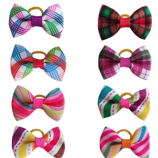 20 Pcs Dog Bows Pet Dog Grooming Accessories Products Handmade Christmas Small Dog Hair Bows Rubber Band Cat Hair Clips Boutique
