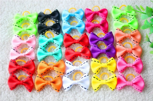 20 Pcs Dog Bows Pet Dog Grooming Accessories Products Handmade Christmas Small Dog Hair Bows Rubber Band Cat Hair Clips Boutique