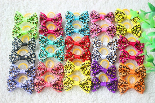 20 Pcs Dog Bows Pet Dog Grooming Accessories Products Handmade Christmas Small Dog Hair Bows Rubber Band Cat Hair Clips Boutique