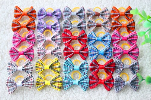 20 Pcs Dog Bows Pet Dog Grooming Accessories Products Handmade Christmas Small Dog Hair Bows Rubber Band Cat Hair Clips Boutique
