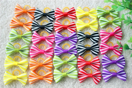 20 Pcs Dog Bows Pet Dog Grooming Accessories Products Handmade Christmas Small Dog Hair Bows Rubber Band Cat Hair Clips Boutique