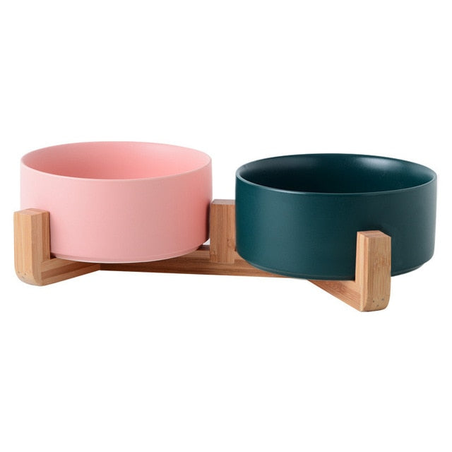 Ceramic Double Cat Bowl Dog Bowl Pet Feeding Water Bowl Cat Puppy Feeder Product Supplies Pet Food And Water Bowls For Dogs