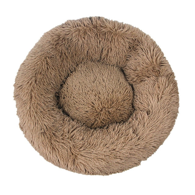 Round Long Plush Dog Beds for Large Dogs Pet Products Cushion Super Soft Fluffy Comfortable Cat Mat Supplies Accessories