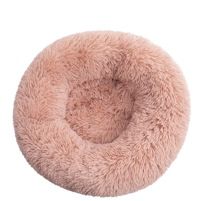 Round Long Plush Dog Beds for Large Dogs Pet Products Cushion Super Soft Fluffy Comfortable Cat Mat Supplies Accessories