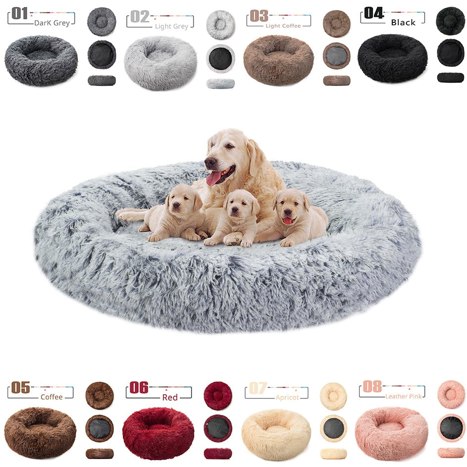 Super Soft Long Plush Cat Mat Fluffy Dog Beds For Large Dogs Round Labradors House Cushion Pet Product Accessories Dropshipping